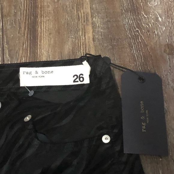 Rag & Bone Jeans Women's 26 Nina High Rise Ankle Skinny  Zebra Stripe NWT - Picture 2 of 8